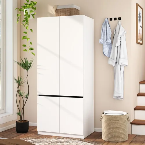 Miniatura 9 de Armario con cajones: armario grande de 75 pulgadas con 6 puertas para colgar ropa, modernos armarios de madera con 6 cajones y almacenamiento