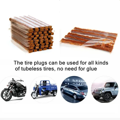 Miniatura 4 de Chrov 100 tapones para neumáticos, tapones de reparación de neumáticos de goma para neumáticos todoterreno sin cámara, automóvil, ATV, UTV, Marrón
