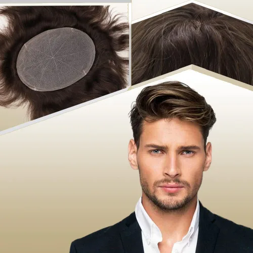 Tupé de cabello humano europeo para hombres, suave, completo, sistema de reemplazo de cabello de encaje suizo, 10 x 8 pulgadas, lacio, #4, color #4