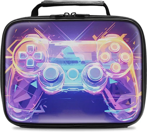 Miniatura 10 de Lonchera de cuero para niños, lonchera de cuero para niños, regalos para jugadores, lonchera aislada para videojuegos, lonchera portátil