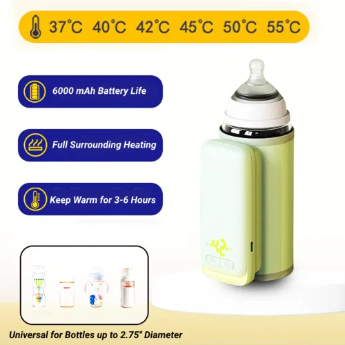 Miniatura 3 de Calentadores de biberones portátiles – Calentador de biberones recargable por USB, calentador de biberones para viajes con pantalla digital, batería
