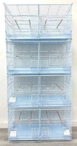 Miniatura 28 de Gran lote de jaula de vuelo para pájaros, sin óxido, galvanizada, chapada en zinc, apilable, con divisor central removible y puertas para nido