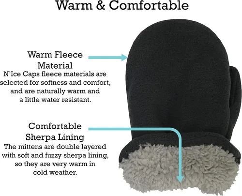 Miniatura 5 de N'Ice Caps - Guantes de felpa con forro de sherpa, fáciles de poner para niños pequeños y bebés - Paquete de 2 pares.