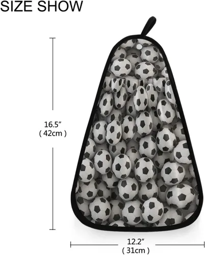Miniatura 2 de visesunny Toalla de cocina con estampado 3D de pelota de fútbol con lazo para colgar, toalla de mano absorbente para limpieza y secado de baño
