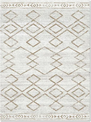 Miniatura 2 de jinchan - Tapete lavable de 5 x 7 pies, marroquí, de lana sintética, color gris pardo, resiste manchas, antideslizante, fino, moderno, geométrico
