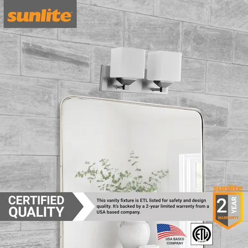 Miniatura 4 de Sunlite 81323-SU - Moderna lámpara cuadrada para tocador, montaje en pared de 16 pulgadas, base media (E26), requiere bombilla estándar A19