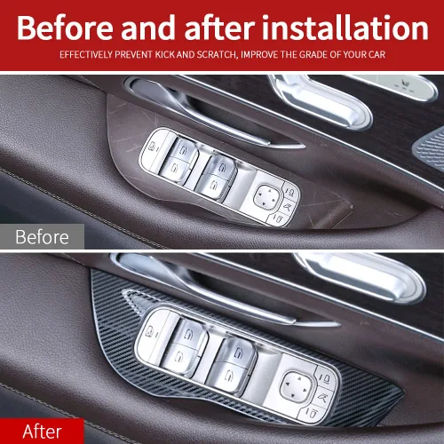 Miniatura 2 de Cubierta de panel de interruptor de elevación de ventana de fibra de carbono de acero inoxidable para Mercedes Benz GLE350 W167 450 400d 350e 53 amg