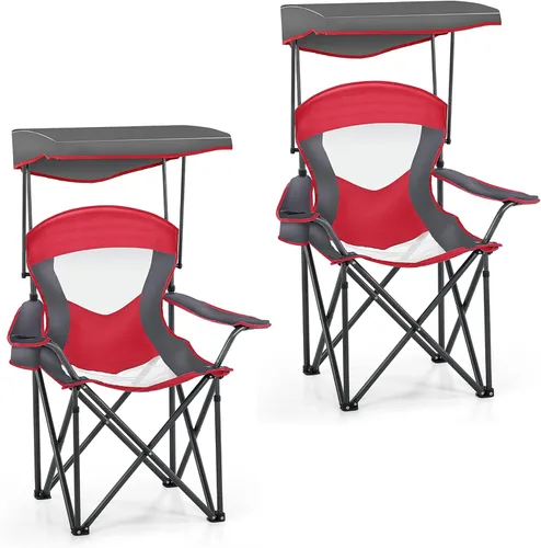 Miniatura 11 de HIGH POINT SPORTS Silla de descanso resistente con toldo para senderismo, silla de viaje, silla plegable para exteriores, campamento, patio, soporta