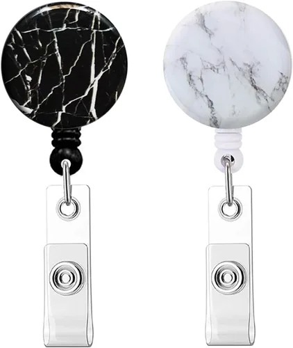 Miniatura 12 de Carrete retráctil para insignias, carretes de insignia de enfermera con clip de cocodrilo, clip decorativo con nombre en portatarjetas de Paquete