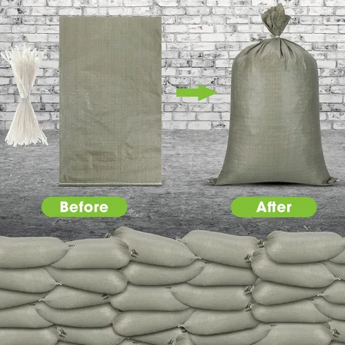 Miniatura 6 de Nuenen 300 bolsas de arena resistentes con lazos, bolsas de arena de polipropileno tejidas vacías a granel para inundaciones de huracanes, bolsas