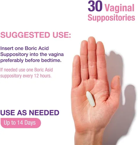 Miniatura 4 de Puregen Labs - Supositorios vaginales de ácido bórico de 600 mg - 100% puros Todo natural sin tintes ni rellenos Apoya el equilibrio del pH