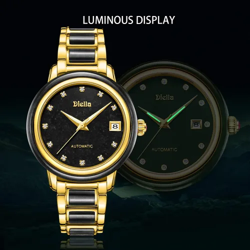 Miniatura 4 de Diella Reloj mecánico automático para mujer, reloj de lujo impermeable con espejo de cristal de zafiro (modelo AD6001L)
