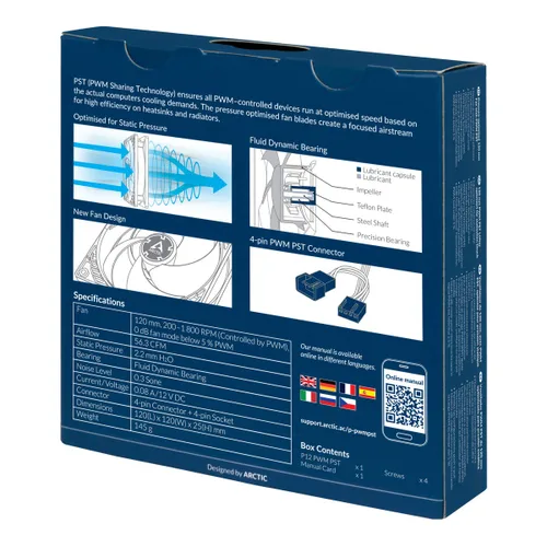 Miniatura 8 de ARCTIC P12 PWM PST - Ventilador de PC, ventilador de caja de 120 mm con tecnología PWM Sharing Technology (PST), optimizado a la presión, motor