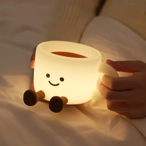 QANYI Luz nocturna para taza de café, regalos para amantes del café, lámpara nocturna recargable regulable que cambia de color, lámpara de