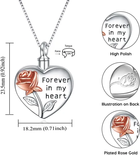 Miniatura 2 de YFN Collares de urna de girasol de plata esterlina para cenizas para mujeres y hombres, joyería de cremación de abulón para cenizas, regalo