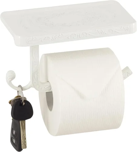 Miniatura 8 de Neater Nest Soporte de papel higiénico reversible con estante para teléfono, estilo decorativo (blanco)