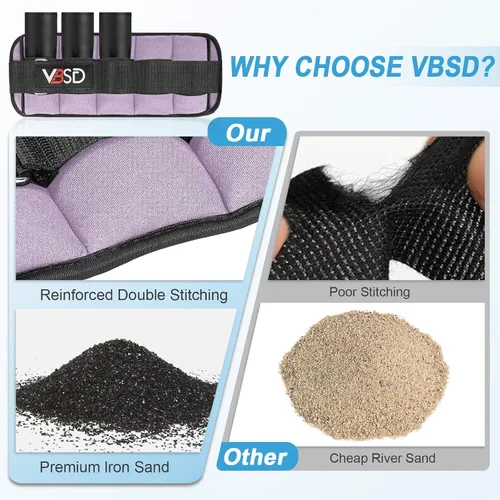 Miniatura 5 de VBSD Pesas de tobillo ajustables para hombres y mujeres, 2, 4, 6, 8, 10 libras, 1 par de correas de peso para piernas, juego de pesas de tobillo