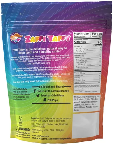 Miniatura 2 de Zaffi Taffy - Caramelos sin azúcar, sin tintes, aptos para dieta cetogénica y diabéticos, golosinas aprobadas por dentistas para niños