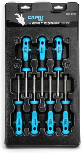 Capri Tools Kontour - Juego de destornilladores de tuercas, eje hueco de 3 pulgadas, métrico, 7 piezas