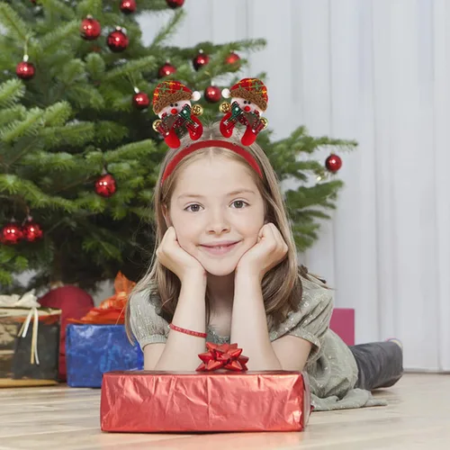 Miniatura 4 de Juego de 12 diademas y sombreros de Navidad para fiestas, decoración navideña para fiestas de temporada navideña y accesorios para cabina de fotos