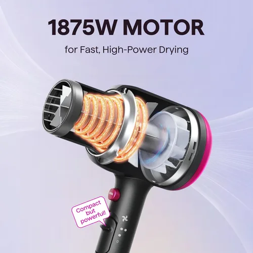 Miniatura 3 de Secador de pelo Wavytalk con difusor, secador iónico Blown Away para cabello rizado con peine, secador de 1875 W de secado rápido con tecnología