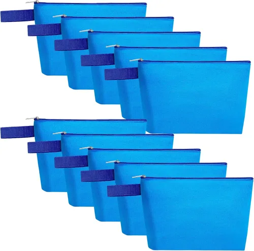 Miniatura 32 de 10 bolsas de maquillaje de lona de algodón con parte inferior y correa, bolsa de cosméticos multiusos con cremallera, bolsa de aseo de viaje, bolsa