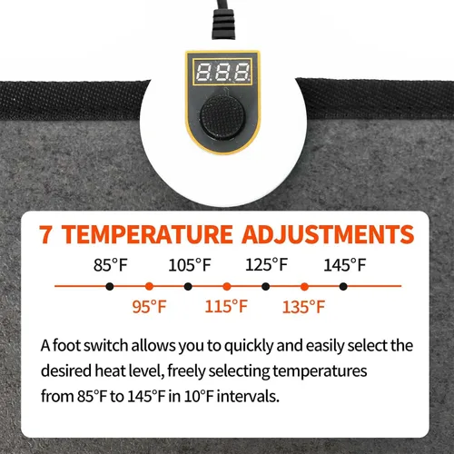 Miniatura 4 de Alfombrilla térmica para debajo del escritorio para calentador de pies, 7 ajustes de temperatura y almohadilla térmica de 55 W, reposapiés