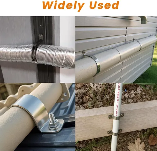Miniatura 7 de 25 abrazaderas de tubo extra anchas de acero inoxidable 304 de 1-1/4 pulgadas, clips de conducto con soporte en U de dos agujeros para HVAC