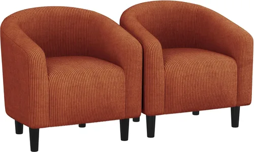 Miniatura 20 de Yaheetech Juego de 2 sillones, silla de club de tela de bouclé, silla elegante de sherpa con asiento suave y acolchado para sala de estar, Negro