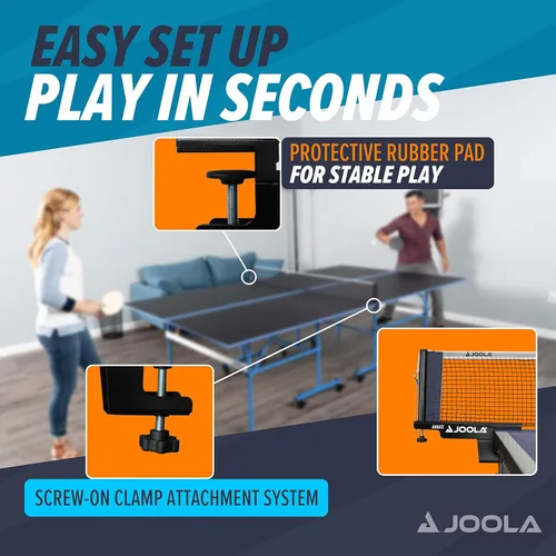 Miniatura 3 de JOOLA Premium Avanti Table Tennis Net and Post Set - Portable and Easy Setup Ping Pong Screw On Clamp Net Blanco y negro