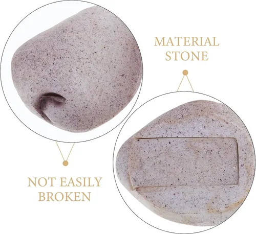 Miniatura 9 de TEHAUX Caja de almacenamiento de llaves de piedra realista, soporte oculto para llaves con material de resina para jardín y uso en interiores seguro
