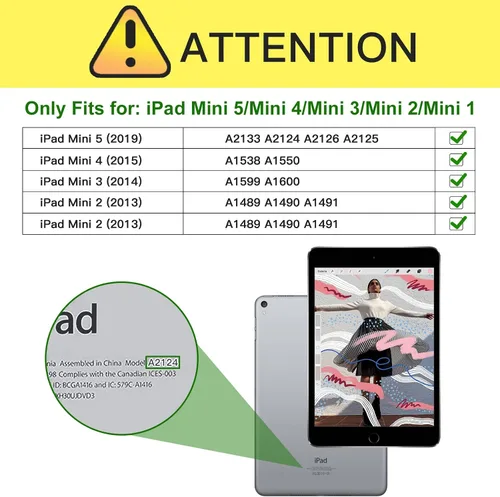 Miniatura 2 de Funda para iPad mini 5 2019/Mini 4 3 2 1 de 7.9 pulgadas, Cubierta Folio de Soporte de Cuero PU Premium con función de encendido y apagado Negro