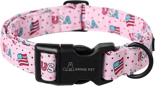 Miniatura 31 de Aring Pet Collar de algodón, ligero y ajustable, con hebilla de liberación rápida para perros pequeños, medianos y grandes, para cachorros, S