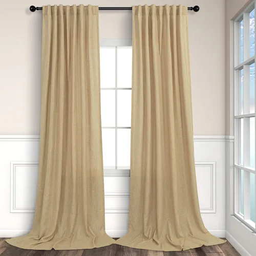 Miniatura 40 de Cortinas de lino azul de 84 pulgadas de largo para sala de estar; juego de 2 paneles con lengüeta trasera; cortinas con dobladillo para barra; Azul
