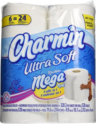 Miniatura 9 de Charmin Papel higiénico ultra suave, 24 megarrollos de papel de baño = 96 rollos regulares