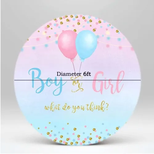 Miniatura 2 de Telón de fondo redondo para revelación de género para niño o niña, lunares azules y rosados, globo de fotografía, revelación de género, suministros