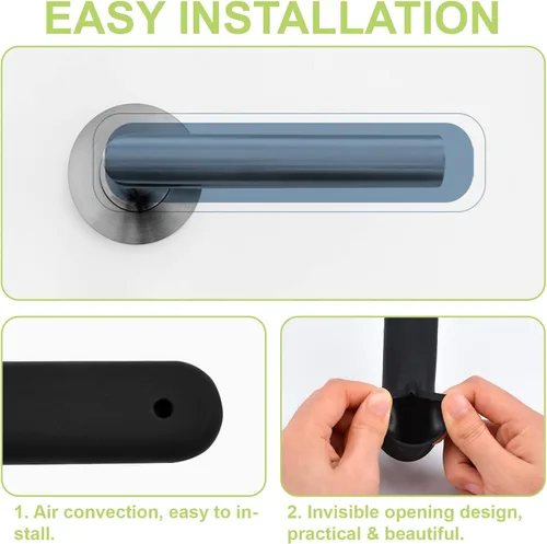 Miniatura 6 de Fundas para manijas de puerta, 4 piezas de silicona negra mate para manijas de puerta, cubiertas para pomos de puerta, protectores antiestáticos