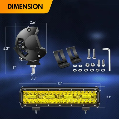 Miniatura 2 de GOOACC Barra de luz LED ámbar de triple fila de 12 pulgadas, 240W, 30000LM, combo de inundación y foco, luz de trabajo todoterreno para conducción
