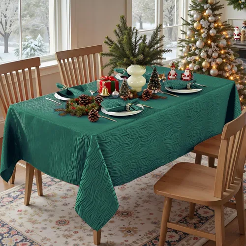 Miniatura 16 de MATIRUG Mantel de jacquard negro, tela de mesa suave y sin arrugas, resistente a derrames y con textura para graduación, cocina, comedor, decoración