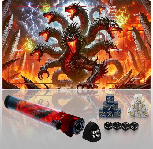 Miniatura 20 de Tapete MTG TCG -Incluye tubo de almacenamiento y 7 dados-¡Experimenta calidad de primer nivel y alfombrilla impermeable y antideslizante con bloqueo