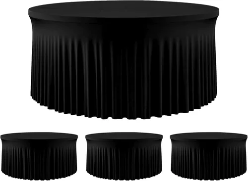 Miniatura 37 de 2 Pack White 72 inch Round Spandex Tablecloth, Washable Stretchy Fitted 6FT Round Tables,Elastic Edge with Skirt, Wrinkle-Free Table Cloths for