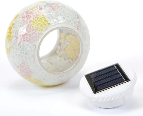 Miniatura 3 de WSgift Farolas de Jardín de Mosaico de Vidrio con Cambio de Color, Alimentadas por Energía Solar, Recargables, Luces de Mesa Solares, Luces de Noche