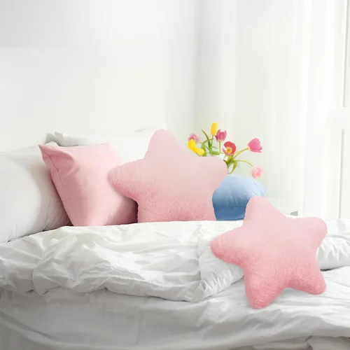 Miniatura 5 de Sumind 2 almohadas de estrella rosa de 15.7 pulgadas, almohada de felpa con estrellas bonitas, almohadas estéticas 3D, cojín decorativo de regalo