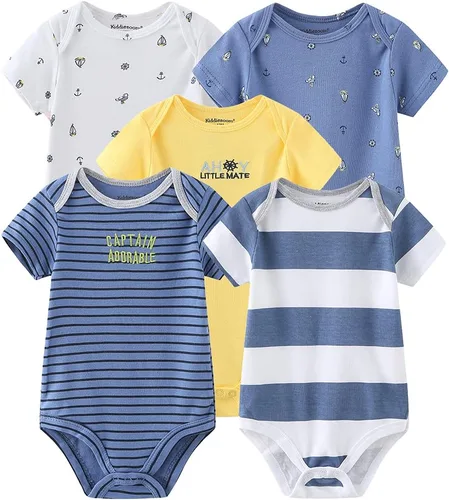 Miniatura 18 de Kiddiezoom Body unisex de manga corta para bebé, paquete de 5