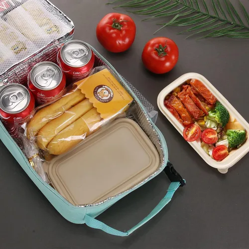 Miniatura 7 de Lovoeo Lonchera Bolsa de almuerzo para hombres mujeres Lonchera aislada Bolsas de almuerzo para Trabajo Picnic Viajes (azul bebé)