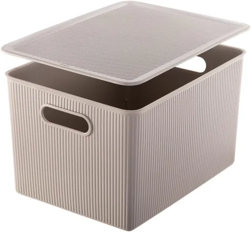 Miniatura 30 de Superio Colección acanalada - Cestas organizadoras decorativas de plástico para almacenamiento en casa, cajas contenedoras azules para organizar
