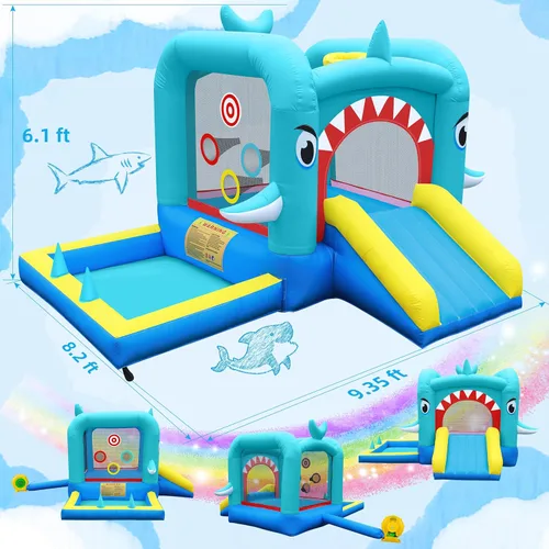 Miniatura 8 de Culaluva Casa inflable de rebote: combo de tobogán de castillo de gorila de salto - 7 en 1 para niños de 3 a 6 años - con soplador de 370 W