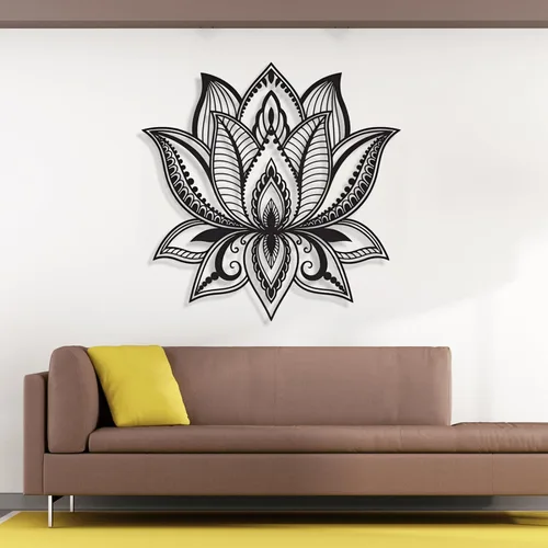 Miniatura 3 de Arte de pared de mandala, arte de pared de metal con flor de loto, decoración de pared de mandala de metal grande, arte de pared de mandala de loto