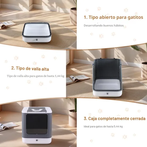 Miniatura 3 de Caja de arena plegable para gatos, caja de arena totalmente cerrada con tapa, cajas de arena cubiertas para gatitos con cuchara, control de olores