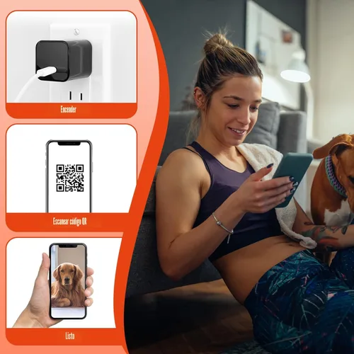 Miniatura 2 de Cámara de carga USB fijawee - Cámara WiFi pequeña - Mini cámara inalámbrica niñera Full HD 1080P con detección de movimiento y alimentación en vivo
